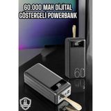 Powerbank 60.000 Mah Hızlı Şarj 4 Çıkışlı Uzun Şarj Süreli Dijital Göstergeli - 0 - Siyah - std