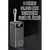 Powerbank 60.000 Mah Hızlı Şarj 4 Çıkışlı Uzun Şarj Süreli Dijital Göstergeli - Lisinya