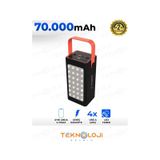 Powerbank 70.000 Mah Güçlü LED Işıklı 22.5W Hızlı Şarj Taşınabilir Batarya 4 Çıkışlı Göstergeli - Siyah
