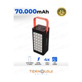 Powerbank 70.000 mAh Güçlü Led Işıklı 22.5W Hızlı Şarj Taşınabilir Batarya 4 Çıkışlı Göstergeli
