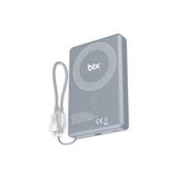 Powerbank Bix PB118 10.000 Mah 20W Hızlı Şarj – Manyetik Kablosuz Şarjlı Dahili Type-C Kablolu - Gümüş - Gri