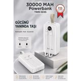 Powerbank Dijital Göstergeli 2 Çıkışlı 30.000 Mah Taşınabilir Hızlı Şarj Aleti Trm1035 Beyaz
