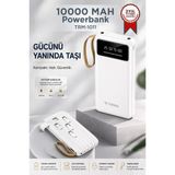Powerbank Dijital Göstergeli Kablolu 4 Çıkışlı 10.000 Mah Taşınabilir Şarj Aleti Trm1011 Beyaz