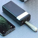 Powerbank Kaliteli Orjinal Markaled Işıklı Şarj Durumu Göstergesi Taşıma Ipli 30000 Mah Ofiste Evde Tatilde Kampda Araba Kolayca Yanında Taşı Güç Bankası Wuw - Siyah