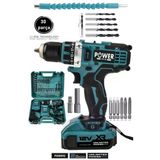 POWERBLACK 12v Çift Akülü Vidalama Çelik Mandren Şarjlı Matkap