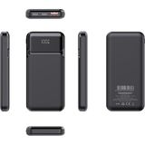 Powerboost Nıght 115B 10000MAH PD20W HSC22.5W LCD Gizli LED Siyah Taşınabilir Şarj Cihazı Powerbank