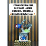 Powerdex PD-2572 60W 4000 Lümen Zoomlu Sensörlü Dijital LCD Kafa Feneri Dayanıklı Plastik Gövde
