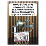 Powerdex PD-2872 40W &4 4000 Lümen 28.800 Mah Powerbank Kemere Takma Aparatlı Işıldak & Kafa Feneri