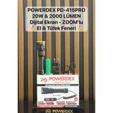 Powerdex PD-415PRO 20W & 2000 Lümen W Dijital Ekran - Zoom'lu El & Tüfek Feneri - Siyah
