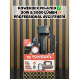 Powerdex PD-4700 Profesyonel El Feneri | 30W – 3000 Lümen – 9600 Mah – Metal Kasa – Powerbank – Dijital Göstergeli - Siyah - 30 W