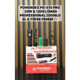 Powerdex PD-515-PRO Profesyonel El & Tüfek Feneri | 20W – 1200 Lümen – 6000 Mah – Type-C Şarjlı - Siyah - 20 W
