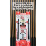 Powerdex PD-8000 Tripodlu Kamp Feneri Şarjlı LED Işıldak Ayarlanabilir Kanatlı Kamp Lambası Lityum Bataryalı - Siyah