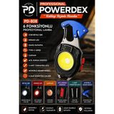 Powerdex PD-808 6 Fonksiyonlu Cob LED Kamp ve Acil Durum Feneri | Type-C Şarjlı | Çakmak | Düdük | Kemer Kesici | 2 Tornavida Uçlu - Renkli - 20 W