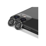 Powerfox Apple iPhone 11/12/12 Mini ile Uyumlu Alüminyum Alaşım Tempered Glass Kamera Lens Koruyucu, 2'li Set, Siyah