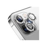 Powerfox iPhone 12 Pro ile Uyumlu Swarovski Taşlı Kamera Lens Koruyucu, 3'lü Set, Gümüş