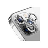 Powerfox Iphone 12 Pro Max Uyumlu Swarowski Taşlı Tempered Glass Kamera Lens Koruyucu(3'Lü Set) Gümüş