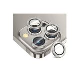 Powerfox iPhone 15 Pro / 15 Pro Max Uyumlu Renkli Metal Lens Koruyucu, Naturel Titanyum