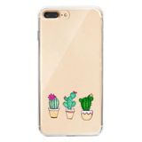 Powerfox iPhone 7/8 Plus ile Uyumlu Kaktüs Çizimli Şeffaf Telefon Kılıfı