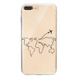 Powerfox Iphone 7/8 Plus Uyumlu " Dünya Haritası " Çizimli Şeffaf Telefon Kılıfı
