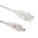 Powermaster 15627 Usb 2.0 Şeffaf Mini 5 Pin Erkek-Usb Dişi Kablo 1Mt