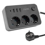 Powermaster 3 USB Çıkışlı 1.8 m Kablolu 3'lü Akım Korumalı Priz