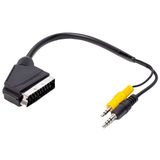 Powermaster 35 cm Uzun ve Kısa Jack Bir Arada Uydu Alıcısı Av 3.5 mm Stereo Erkek Scart Kablo