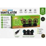 Powermaster Araç Içi Vantilatör - 3 Başlıklı , Çakmaklık Girişli 12V Araç Içi Fan - Numaratörlü Oto Vantilatör - Siyah