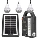 PowerMaster GD-999 Güneş Enerjili Solar Aydınlatma Sistemi 3 Ampullü Powerbank Özellikli Taşınabilir Kamp Seti - Siyah
