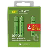 Powermaster Gp Recyko 950 Mah Aaa Ince 4+2 6lı Şarjlı Pil Paket - Kırmızı