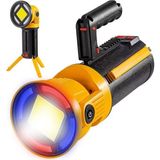 Powermaster MX-W5164-3 Kırmızı Mavi Çakarlı Cob Ledli Şarjlı Kamp El Feneri Işıldak - Çok Renkli
