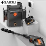 Powermaster PM-24688 Pratik Yüksek Basınçlı Şarjli 80 Bar Araç Oto Yıkama Makinesi Kovadan Su Çekme Özellikli 350 Watt 20.000 Mah