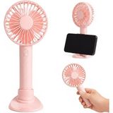 Powermaster PM-25083 3 Fonksiyonlu Telefon Tutuculu Taşınabilir El ve Masaüstü Vantilatör - Pembe