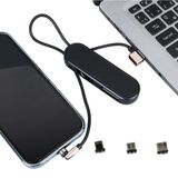 Powermaster PM-25904 Siyah 3in1 Type-C Lightning Micro USB Manyetik Uç Taşınabilir Şarj Data Kablosu