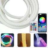Powermaster Pm-26417 Animasyonlu Bluetooth Neon Rgb Kumaş Örgülü Hortum Led 5 Metre 201 Modlu Vitrin