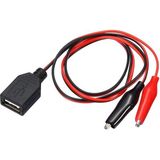 Powermaster PM-28659 USB Dişi - Küçük Krokodil Uçlu 5V 2A Test Kablosu 60 cm - Siyah