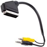 Powermaster Uydu Alıcısı AV Kablo 3.5 Mm Stereo Erkek-Scart Kablo 35 Cm Uzun-Kısa Jack Bir Arada