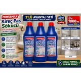 POWERMAX KİREÇ PAS SÖKÜCÜ 1000 ML x 3 ADET SET TOPLAM 3 LT BANYO VE YÜZEY TEMİZLİK ÜRÜNÜ