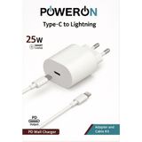 Poweron Type-C To Lightning 25W Pd Şarj Kiti Apple Cihazlar Için Akıllı Güç - Beyaz