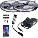 Powerr Led Aydınlatma 10 Metre 12V 60 Ledli Rgb Dış Mekan Şerit LED 5A Plastik Adaptör Bluetoothlu Telefondan LED Kontrol Üniteli Set