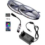 Powerr Led Aydınlatma 10 Metre 12V 60 Ledli Rgb Dış Mekan Şerit LED 5A Priz Tipi Plastik Adaptör Bluetoothlu Telefondan LED Kontrol Üniteli Set