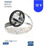 Powerr Led Aydınlatma 12 Volt 2835 Samsung 60 LED 4000 K Naturel Beyaz Dış Mekan 5 Metre Şerit LED IP65 - 4000K