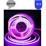 Powerr Led Aydınlatma 12 Volt 8 mm 320 Ledli Esnek Cob Şerit Mor Iç Mekan 5 Metre