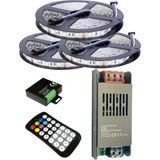 Powerr Led Aydınlatma 15 Metre 12V 60 Ledli Rgb Dış Mekan Silikonlu Şerit LED 16,5A Slim Trafo 24 A Rf LED Kontrol Üniteli Set