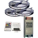 Powerr Led Aydınlatma 15 Metre 12V 60 Ledli Rgb Dış Mekan Silikonlu Şerit LED 16,5A Slim Trafo 36 A Rf LED Kontrol Üniteli Set