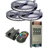 Powerr Led Aydınlatma 15 Metre 12V 60 Ledli Rgb Iç Mekan Şerit LED 16,5A Slim Trafo 36 A Dokunmatik Rf LED Kontrol Üniteli Set