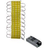 Powerr Led Aydınlatma 20 Adet 12 Volt 1.2 Watt 3 Lensli Amber 2835 Smd LED Modül IP65 5A Slim Trafo Set