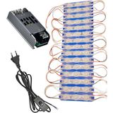 Powerr Led Aydınlatma 20 Adet 12 Volt 1.5 Watt 3 Lensli Mavi 2835 Smd LED Modül IP65 Modül 5A Trafo ve Arapurlu Güç Kablolu Set