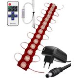 Powerr Led Aydınlatma 20 Adet 12 Volt 1,5 Watt Tek Lensli Kırmızı 3030 Smd LED Modül 12A Tek Renk Rf Dimmer 2A Priz Tipi Adaptör Set
