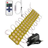 Powerr Led Aydınlatma 20 Adet 12 Volt 3 Watt 3 Lens Amber 3030 LED Modül 12A Tek Renk Rf Dimmer 3A Priz Tipi Adaptör Set