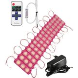 Powerr Led Aydınlatma 20 Adet 12 Volt 3 Watt 3 Lens Pembe 3030 LED Modül 12A Tek Renk Rf Dimmer 3A Priz Tipi Adaptör Set